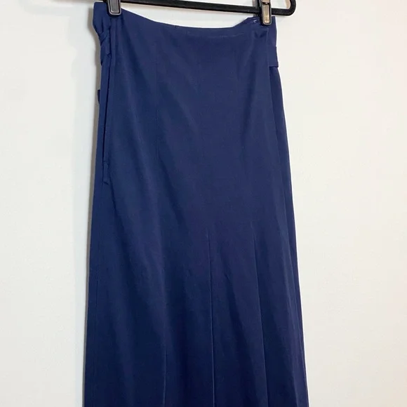 Tory Sport Blue Two Tone Wrap Maxi Skirt - Picture 4 of 14
